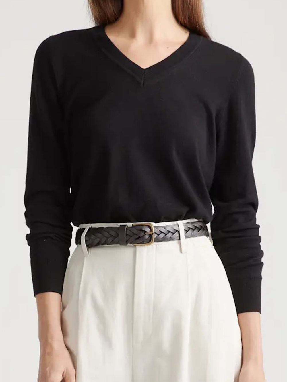 Quince NWT Lightweight Cotton Cashmere V-Neck Sweater Black Long Sleeve Small